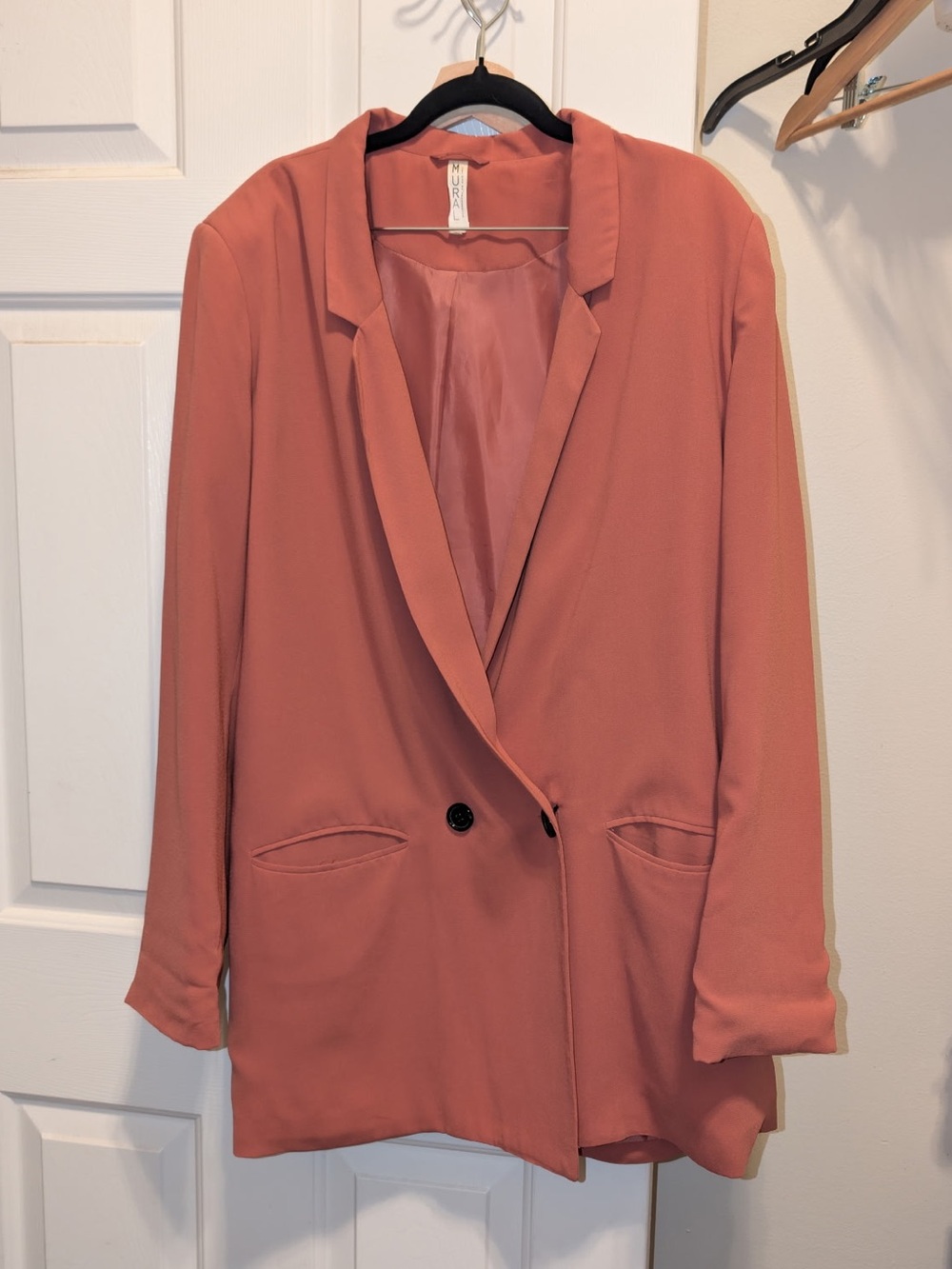 Mural Dusty Rose salmon Oversized Blazer with double buttons